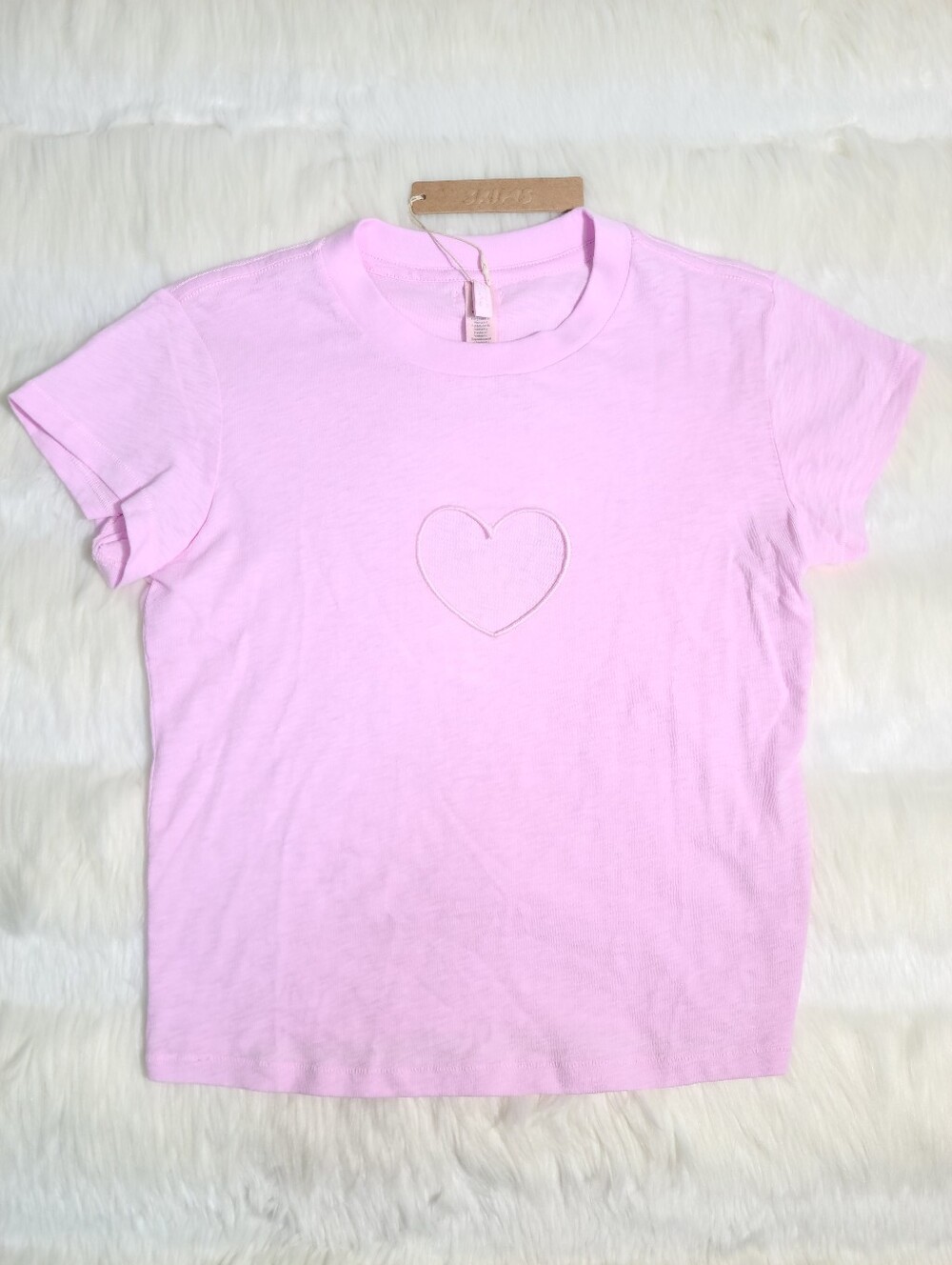 SKIMS Worn In Jersey Baby Heart T Shirt Baby Pink Women XXS NEW
